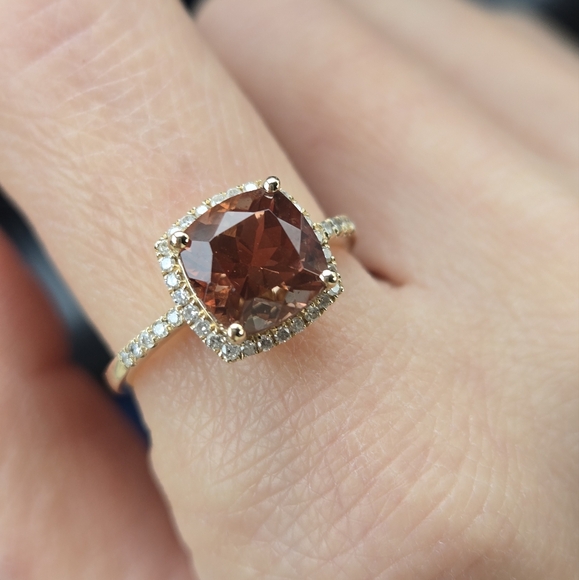 Sunstone diamond ring 14kt - Picture 5 of 7